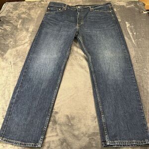 Levis 505 Jeans Mens 42x30" Dark Blue Straight Leg Denim Pants Casual‎ Work